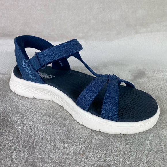 Skechers Slip-ins Sandals GOwalk Flex Womens Size 7 Navy Blue Strappy NEW - Picture 4 of 10